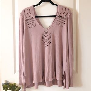 Free People Long Sleeve Cut-Out Shirt